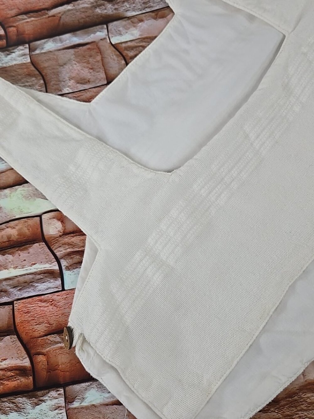 FREE PEOPLE WOMEN'S SIZE XS WHITE CROP TOP COTTON LINEN WITH SIDE BUTTONS LINED. - Picture 7 of 16